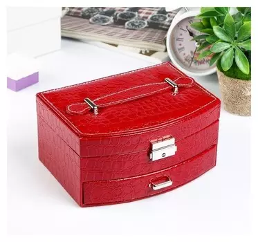 Шкатулка под бижутерию "Красный глянец" красная