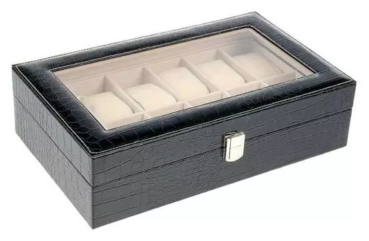 Шкатулка под часы "Чёрный питон", 12 отделений