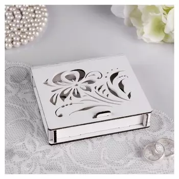 Шкатулка под кольца "Хохлома", белый, 10х9,5х2,6 см