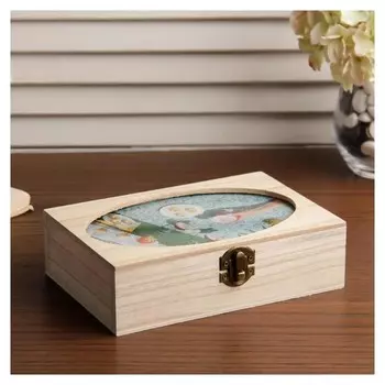 Шкатулка под роспись с фоторамкой 10х15 см "Прямоугольная"