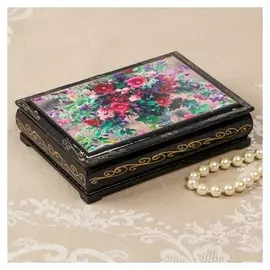 Шкатулка «Полевые цветы в вазе», 10×14 см, лаковая миниатюра