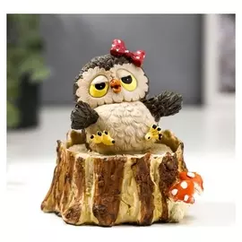 Шкатулка полистоун "Совушка с бантиком" 10,5х8,5х9 см