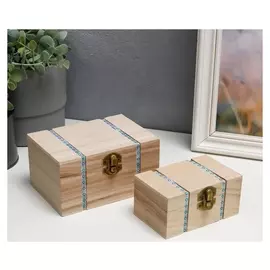 Шкатулка простая со вставками орнамента, набор из 2-х шт