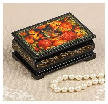 Шкатулка «Птица в пионах», 6×9 см, лаковая миниатюра