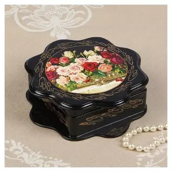 Шкатулка «Розы», 16×16 см, лаковая миниатюра