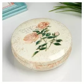 Шкатулка "Розы на кремовом" круглая