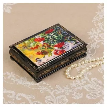 Шкатулка «Рябина на окне», 10×14 см, лаковая миниатюра