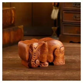 Шкатулка с секретом "Слон" 14х8х6 см махагон