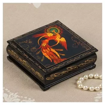 Шкатулка «Жар-птица», 10×10 см, лаковая миниатюра