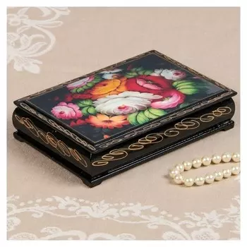 Шкатулка «Жостово», 11х16 см, лаковая миниатюра