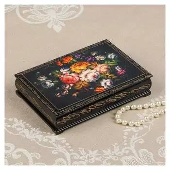 Шкатулка «Жостово», 11×16 см, лаковая миниатюра