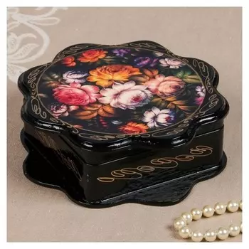 Шкатулка «Жостово», 16×16 см, лаковая миниатюра