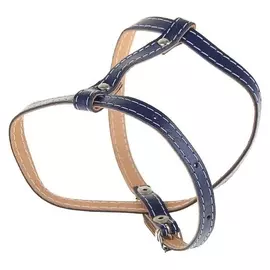 Шлейка кожаная двухслойная, регулируемая многоразмерная, 75 х 1,2 см, синяя