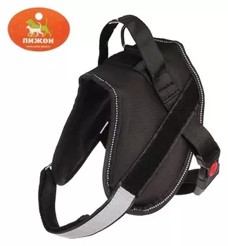 Шлейка мягкая, светоотражающая на шее, размер S, ОШ 42±8 см (Липучка), ОГ 43-54 см, чёрная