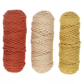 Шнур для вязания 3мм 100% хлопок, 50м/85гр, набор 3шт (Комплект 15)