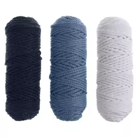 Шнур для вязания 3мм 100% хлопок, 50м/85гр, набор 3шт (Комплект 7)