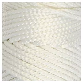 Шнур для вязания без сердечника 100% полиэфир, ширина 3мм 100м/210гр, (171 белый)
