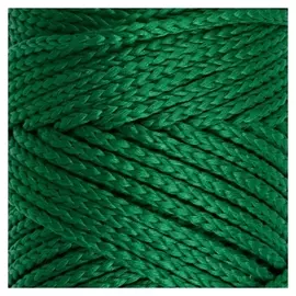 Шнур для вязания без сердечника 100% полиэфир, ширина 3мм 100м/210гр, (49 т. зеленый)