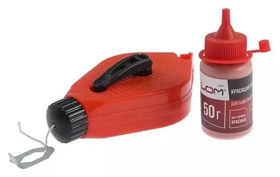 Шнур разметочный Lom, 15 метров, с порошком 50 г