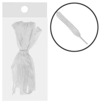 Шнурки для обуви плоские 8мм, белые, 110см