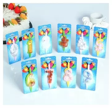 Шоу-бокс со свечами для торта Цифры Зверушки