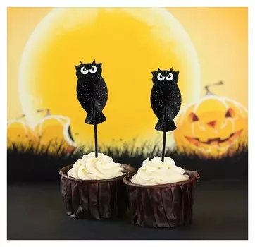 Шпажки для канапе «Чёрная сова», набор 24 шт.