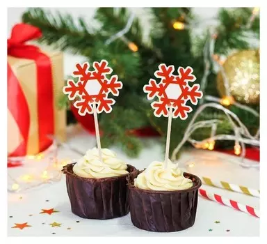 Шпажки для канапе «Снежинка», набор 12 шт., цвет красный