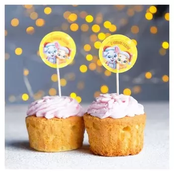 Шпажки «С новым годом», 2 мышонка, набор 12 шт.