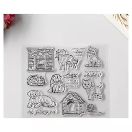 Штамп для творчества силикон "Кошки и собаки" 15х17 см