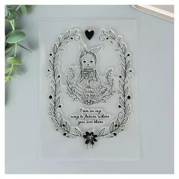 Штамп для творчества силикон "Нарядная зайка" 16х11 см