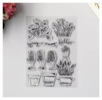 Штамп для творчества силикон "Весенние цветы" 15х10 см