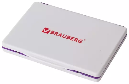 Штемпельная подушка Brauberg, 100х80 мм (Рабочая поверхность 90х50 мм), фиолетовая краска, 236869