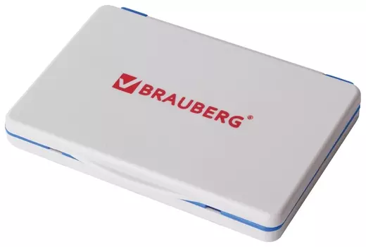 Штемпельная подушка Brauberg, 100х80 мм (Рабочая поверхность 90х50 мм), синяя краска, 236867
