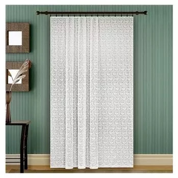 Штора 300х280 см п/э 100%, шторная лента, белый плотный узор