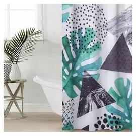 Штора для ванной доляна Monstera, с люверсами, 180×180 см, полиэстер
