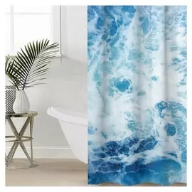 Штора для ванной доляна Waves, с люверсами, 180×180 см, полиэстер