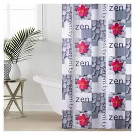 Штора для ванной комнаты доляна «Камни и цветы», 180×180 см, полиэстер