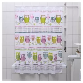 Штора для ванной комнаты доляна «Совушки», 180×180 см, полиэстер