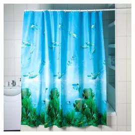 Штора для ванной комнаты Рыбки, размер 180×180 см