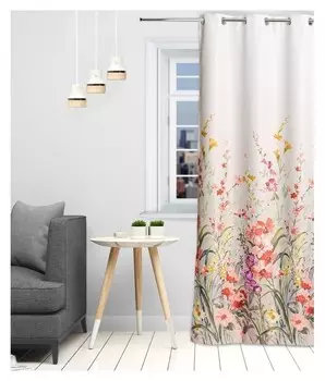 Штора портьерная этель "Акварель" цв.коралловый, 145*250 см, на люверсах, пл. 210 г/м2, 100 429265