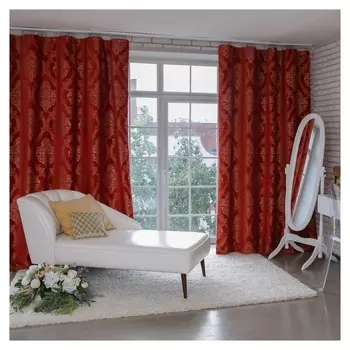 Штора портьерная этель «Версаль» 160×270 см, цвет красный, 100% п/э
