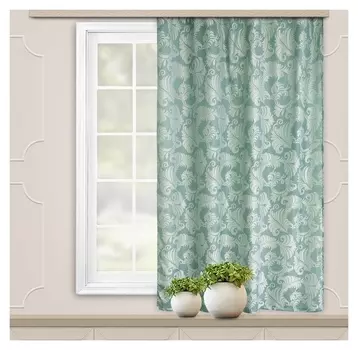 Штора портьерная для кухни жаккард папоротник 135х180 см, фисташка, пэ