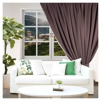 Штора портьерная "Этель" ширина 200 см, высота 250 см, цвет шоколад