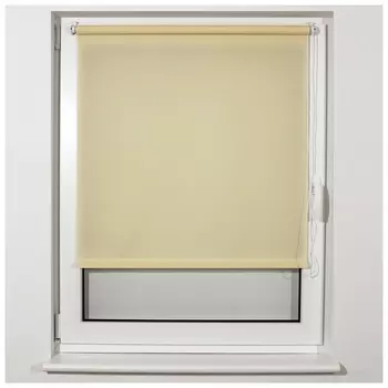 Штора рулонная BRABIX 55х175 см, текстура - лён, защита 55-85%, 200 г/м2, кремовый S-21