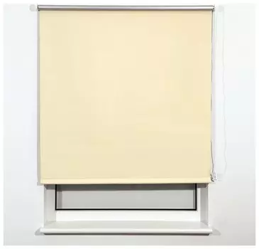 Штора рулонная светонепроницаемая (Блэкаут) Brabix 160х175 см, кремовый/серебро
