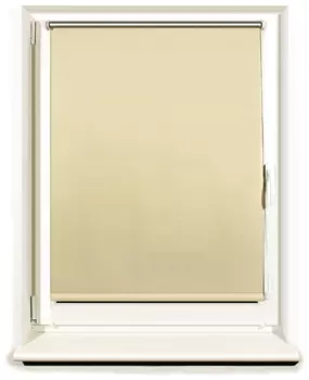 Штора рулонная светонепроницаемая (Блэкаут) Brabix 50х175 см, кремовый/серебро