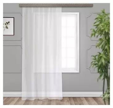 Штора тюль лен 500х275см, белый, пэ 100%