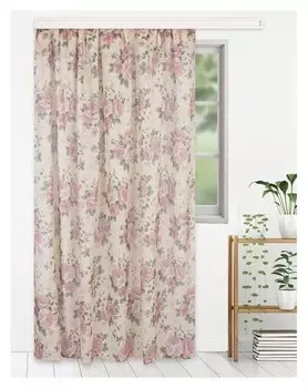 Штора тюлевая "Этель" 135х270 см цветочная композиция без утяжелителя, 100% п/э