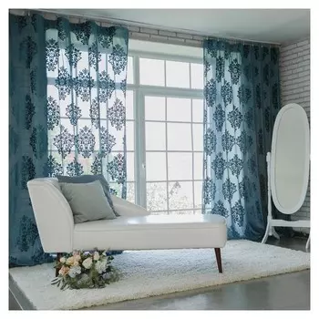 Штора тюлевая сетка с бархатом этель 240х265 см «Ренессанс лазурный»