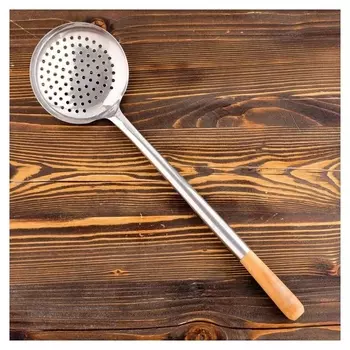 Шумовка для казана узбекская 53см, диаметр 15см, светлая деревянная ручка